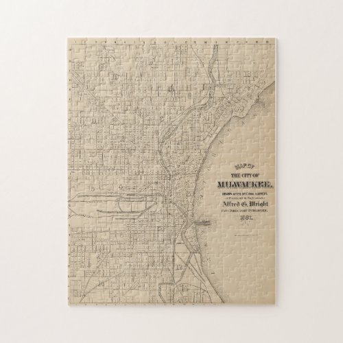 Vintage Milwaukee Wisconsin Map Jigsaw Puzzle
