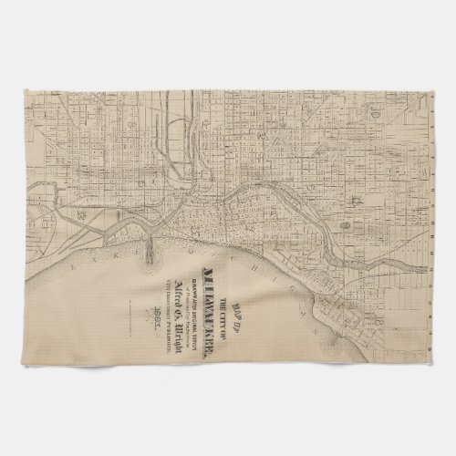 Vintage Milwaukee Wisconsin Map Kitchen Towel