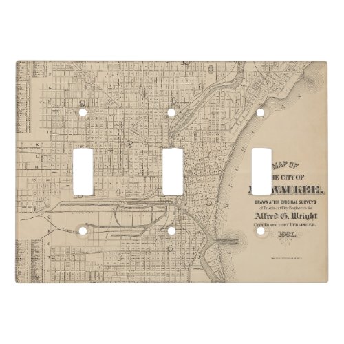 Vintage Milwaukee Wisconsin Map Light Switch Cover