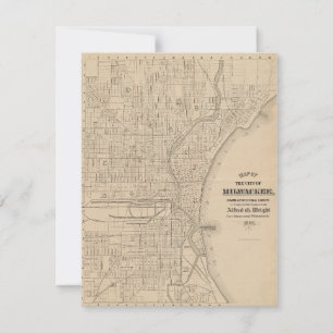 Vintage Milwaukee, Wisconsin Map Note Card