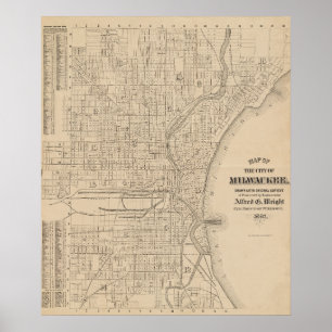 Vintage Milwaukee, Wisconsin Map Poster