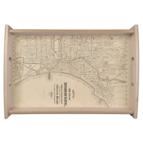 Vintage Milwaukee Wisconsin Map Serving Tray