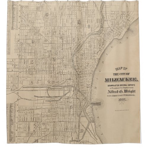 Vintage Milwaukee Wisconsin Map Shower Curtain