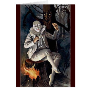 Vintage mime scary darl forest tree cards