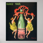 Vintage Mineral Water Ad by Leonetto Cappiello Poster<br><div class="desc">Vintage mineral water advertisement by Leonetto Cappiello. Created in 1912 showcasing two women dancing around the bottled water. The title Buvez Tous is French for "Drink All." Leonetto Cappiello an Italian artist who spent many years in France had a profound influence on advertising through his posters, often considered the father...</div>