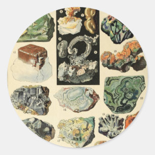 Vintage Minerals Rocks Geology Classic Round Sticker
