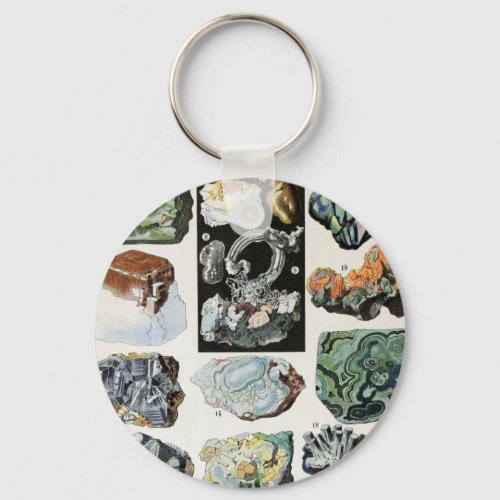 Vintage Minerals Rocks Geology Keychain