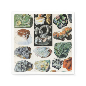 Vintage Minerals Rocks Geology Napkins