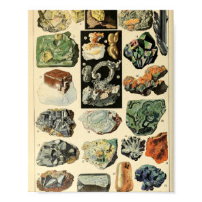 Vintage Minerals Rocks Geology Poster