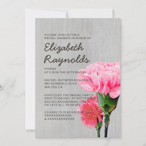Vintage Mini-Carnation Bridal Shower Invitations