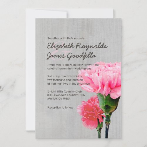 Vintage Mini-Carnation Wedding Invitations