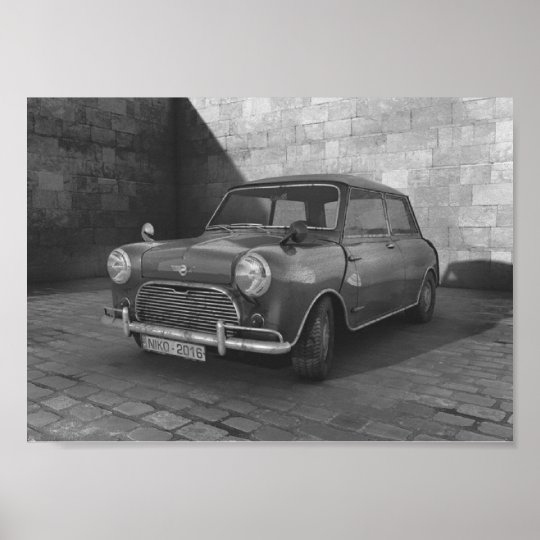 Vintage Mini Cooper Black And White Retro Poster Zazzle