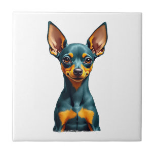 Vintage Miniature Pinscher Portrait Colorful Engra Ceramic Tile