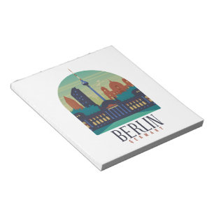 Vintage Minimal Berlin Germany Skyline Travel Notepad