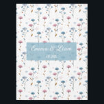 Vintage Minimal Blue and Pink Floral Personalized Tablecloth<br><div class="desc">A minimalist spring design inspired by vintage botanical motifs, featuring delicate flowers arranged with airy spacing and soft, muted colors. The clean composition and subtle watercolor texture highlight elegance and calm, while the option to add couple names and a meaningful date adds a personal, emotional layer. This timeless floral artwork...</div>
