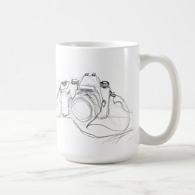 Vintage Minimal Camera Sketch Coffee Mug (Right)