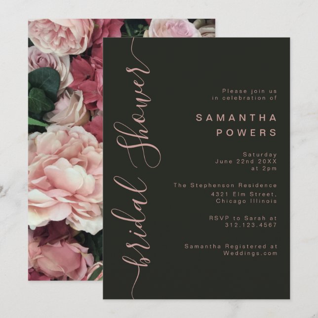 Vintage Minimal Floral Bloom  Invitation (Front/Back)