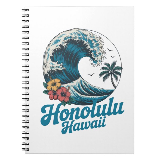 Vintage Minimal Honolulu Hawaii Aloha Travel  Notebook (Front)