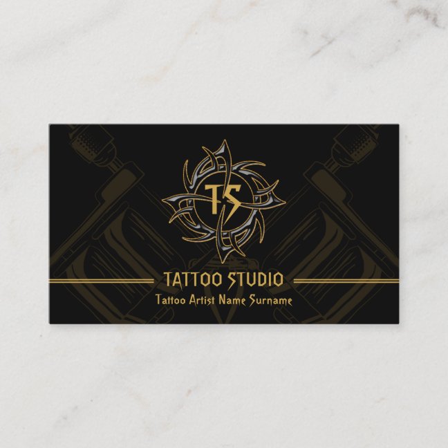 Vintage Minimal Modern Tattoo Studio Business Card