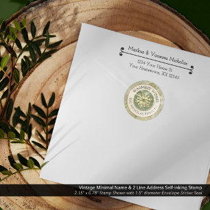 Vintage Minimal Name & 2 Line Address Self-inking Stamp