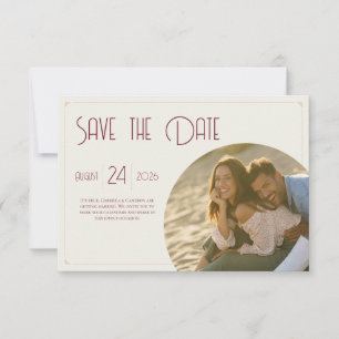 Vintage Minimal Photo Ivory Wedding Save The Date