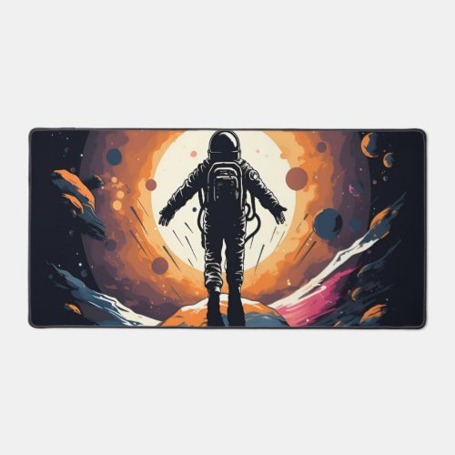 Vintage Minimalist Astronaut Space Adventure Desk Mat