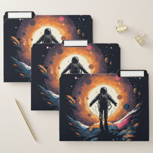 Vintage Minimalist Astronaut Space Adventure File Folder
