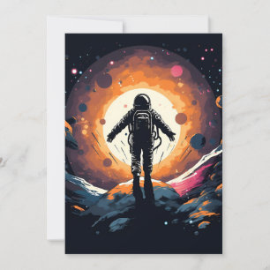 Vintage Minimalist Astronaut Space Adventure Holiday Card