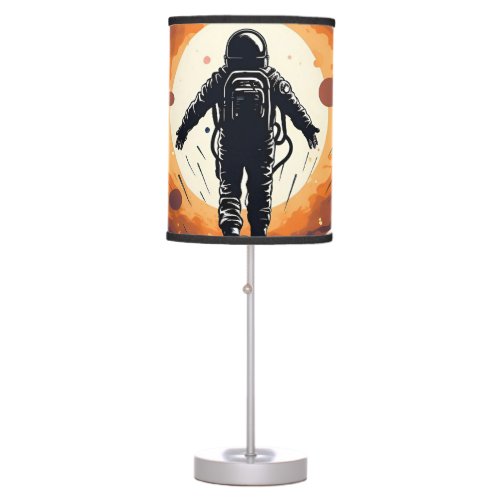 Vintage Minimalist Astronaut Space Adventure Table Lamp