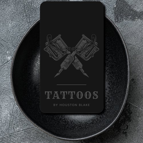 Vintage Minimalist Black Monochrome Tattoo Artist Business Card