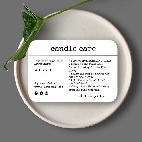 Vintage Minimalist Candle Care Thank You Card
