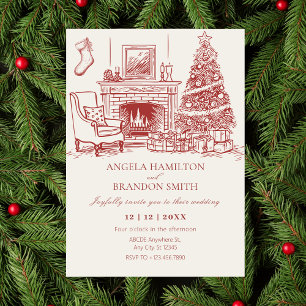 Vintage minimalist christmas decoration wedding save the date