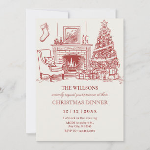 Vintage minimalist christmas interior decor invitation