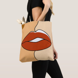 Vintage Minimalist Kissing Couple Abstract Tote Bag
