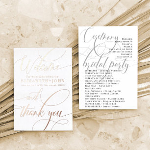 Vintage Minimalist Rose Gold White Wedding Program