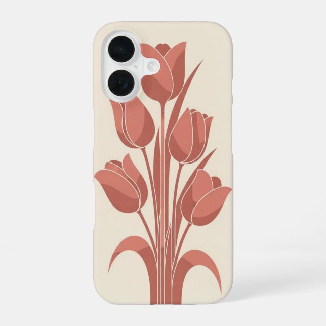 Vintage Minimalist Tulips iPhone Case (Back)