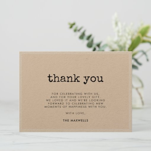 Vintage minimalist typewriter Baby shower Thank You Card | Zazzle