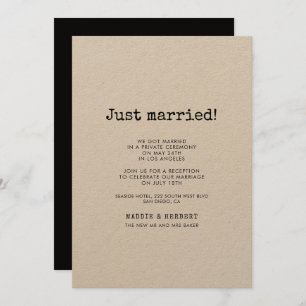 Vintage minimalist typewriter Just married card