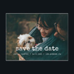 Vintage minimalist typewriter Save the date photo Announcement Postcard<br><div class="desc">Save the date: share the joy of your love and new engagement with this modern personalized Save the Date photo card. Fully customizable message and colors.</div>