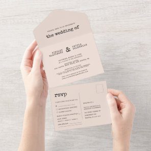 Vintage minimalist typewriter wedding all in one invitation