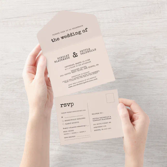 Vintage minimalist typewriter wedding all in one invitation Zazzle
