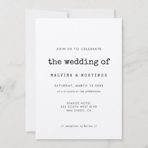 Vintage minimalist typewriter wedding invitation
