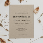 Vintage minimalist typewriter wedding invitation<br><div class="desc">A minimalist and vintage design for your wedding stationery: choose this retro yet modern wedding suite,  with a typewriter font. Fully customizable,  for the lovers of simplicity.</div>