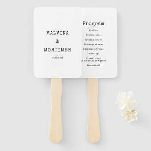 Vintage minimalist typewriter wedding program hand fan