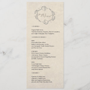 Vintage Minimalist Wedding Dinner Menu