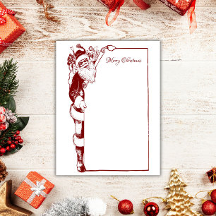 Vintage Minimalistic Christmas Red Santa Letter