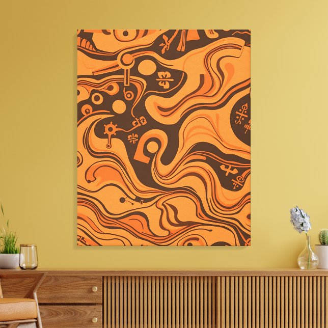 Vintage Minimalistic Psychedelic Pattern Canvas Print (Insitu(LivingRoom))