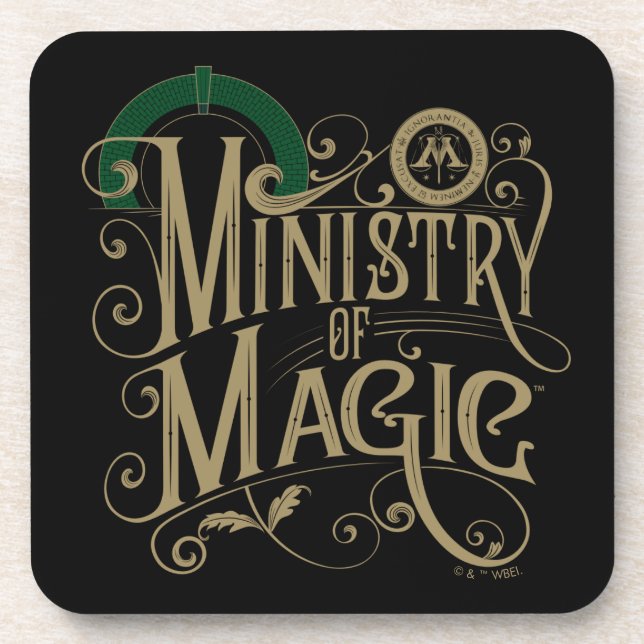 Vintage MINISTRY OF MAGIC™ Graphic Beverage Coaster (Front)