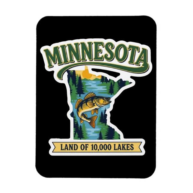 Vintage Minnesota Land of 10000 Lakes Map Magnet (Vertical)