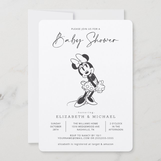 Vintage Minnie Mouse Baby Shower Invitation (Front)